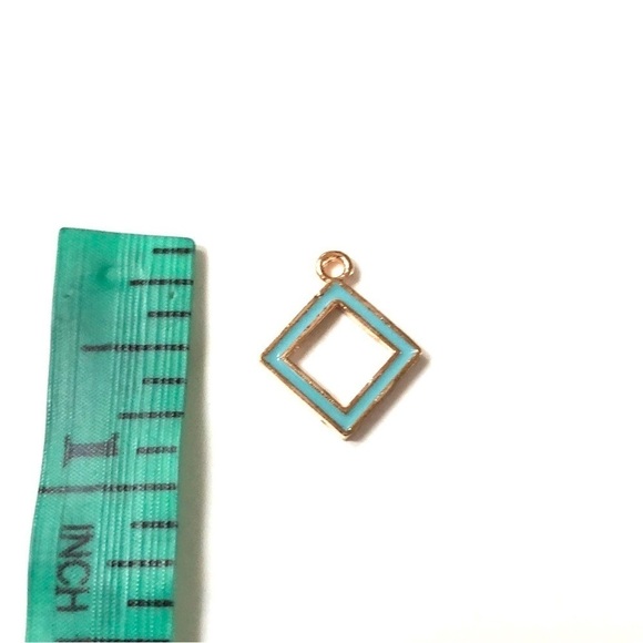 🔴 5 for $10 ONE Blue Gold Diamond Shaped Pendant Zinc Alloy Enamel - Picture 7 of 7